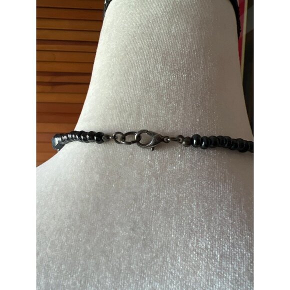 Black Glass Bead Necklace -- 32" - Picture 12 of 14